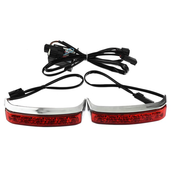 LA010701 hdbubalus red lens saddlebag tail light for Harley Touring chrome